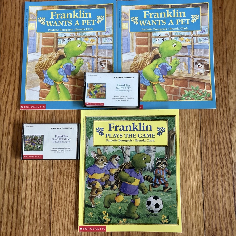 Scholastic Cassettes: Franklin Cassette Lot Of 3 Books With Two Tapes 1995